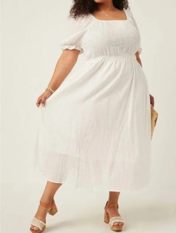 Classic Summer Midi Dress In White