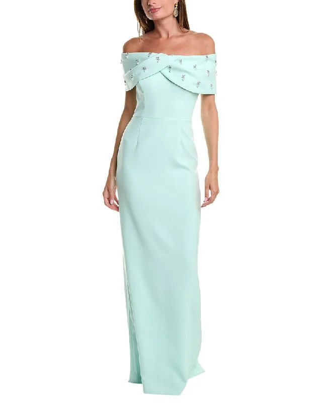 Teri Jon by Rickie Freeman Off-The-Shoulder Gown