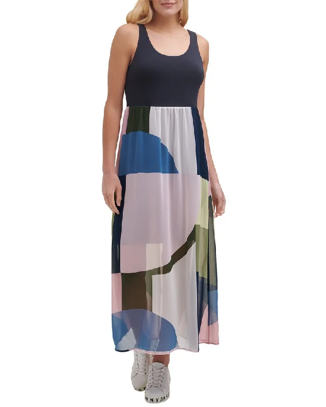 DKNY Tank Printed Overlay Dress