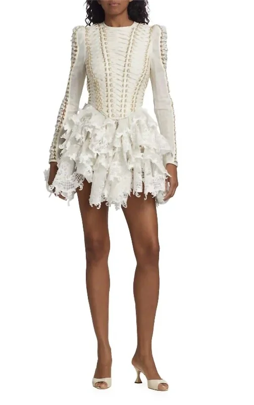 Women's Coaster Corset Laced Dress In White