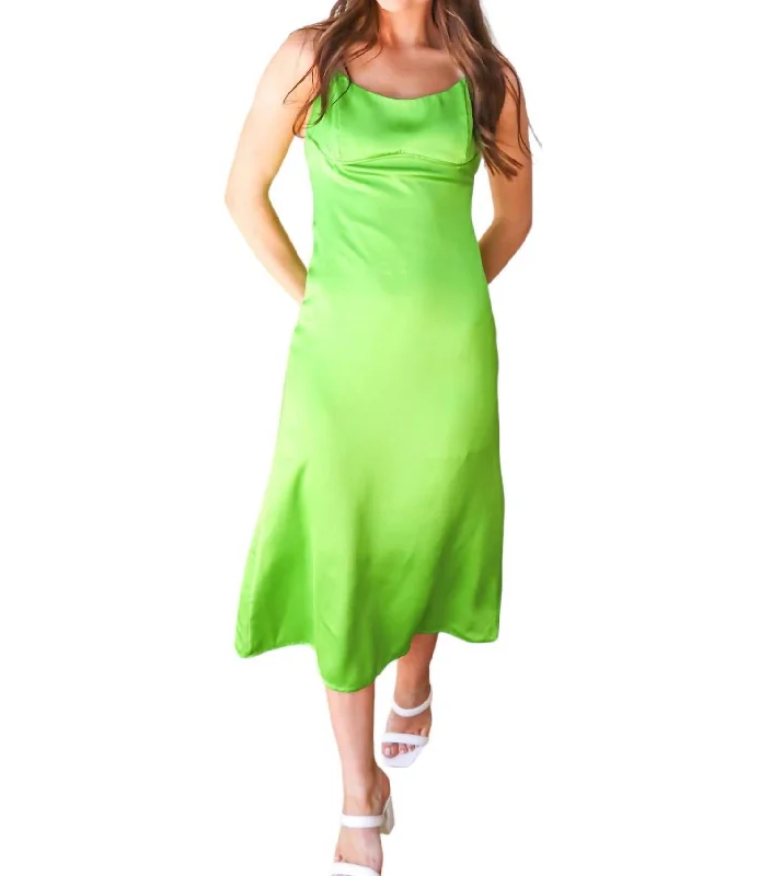 Time To Stand Out Midi Dress In Lime Green