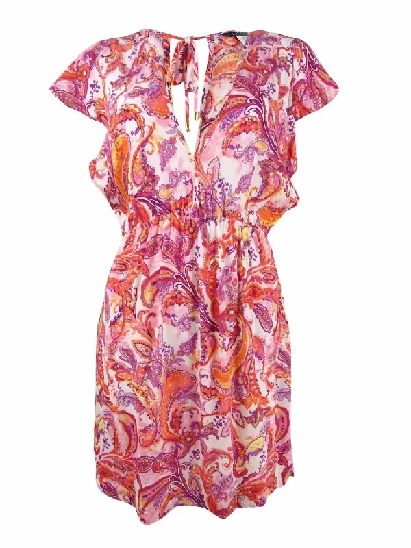 Fiesta Paisley Printed Tunic Dress In Pink