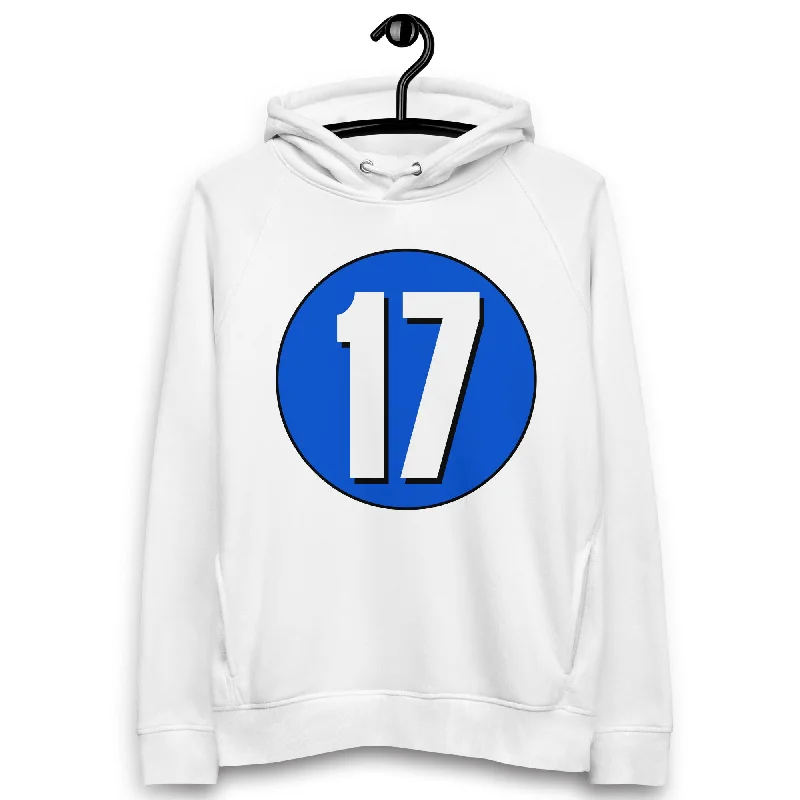 Unisex pullover hoodie: White on Periwinkle 17