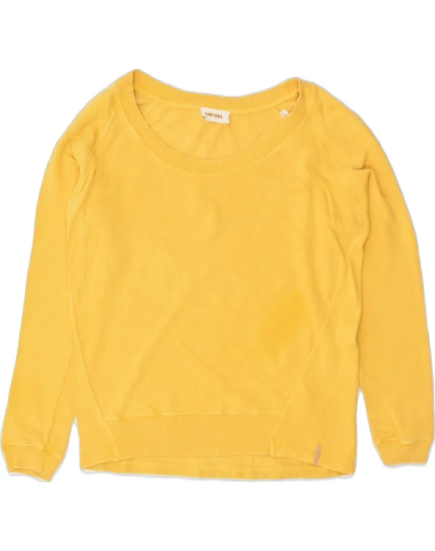 DIESEL Womens Oversized Sweatshirt Jumper UK 10 Small Yellow Cotton