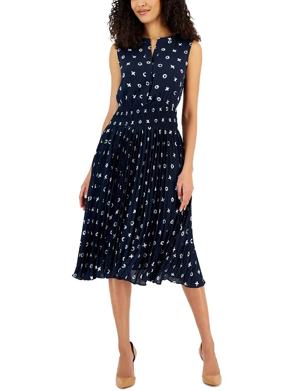 Womens Printed Polyester Midi Dress