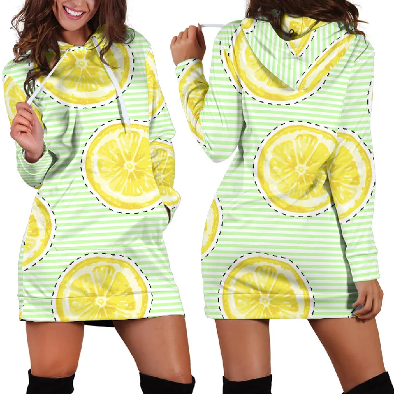 Slice Of Lemon Pattern Women'S Hoodie Dress