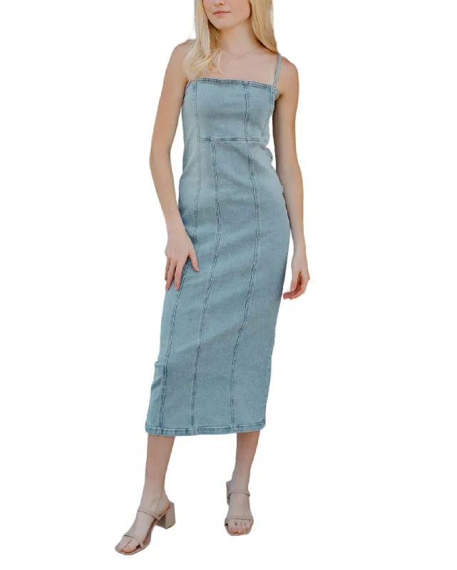 Denim Maxi Dress In Lt Wash