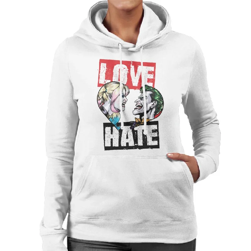 Batman Harley Quinn Vs The Joker Love Hate Women's Hooded Sweatshirt