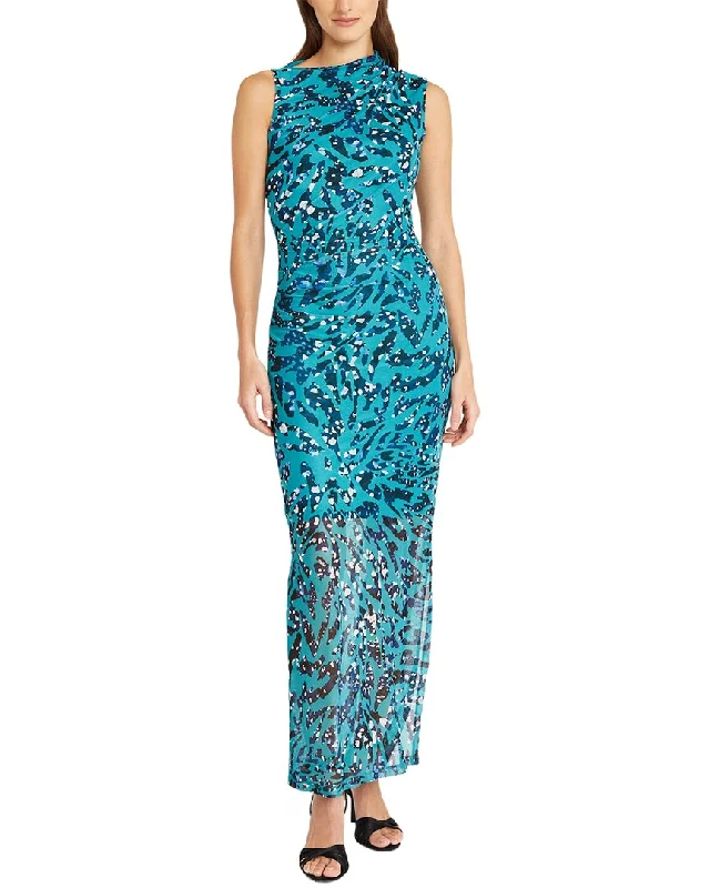 Donna Morgan Wet Power Mesh Maxi Dress